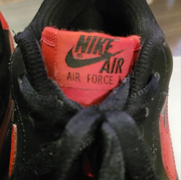 Nike By You Red And Black All Leather Air Force Ones - Picture 3 of 7